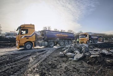Mercedes Benz Actros at a large construction site